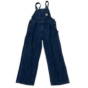 Carhartt Denim Bib Overalls R07 DST Men’s 38x30 Blue Carpenter Workwear